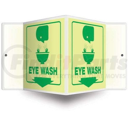 47766 by JJ KELLER - Eye Wash Sign - 3D Projection, Glow In The Dark - Lumi-Glow Plastic, 3D (6" x 5" Panel)