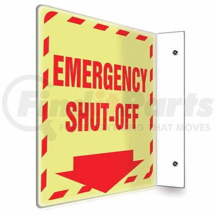 47767 by JJ KELLER - Emergency Shut-Off Sign - Projection - Lumi-Glow Plastic, 90D (8" x 8" Panel)