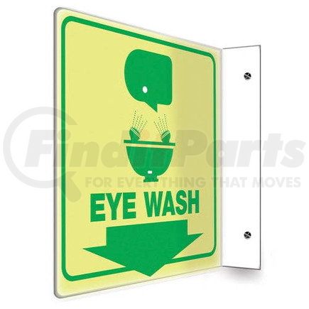 47769 by JJ KELLER - Eye Wash Sign - Projection, Glow In The Dark - Lumi-Glow Plastic, 90D (8" x 8" Panel)