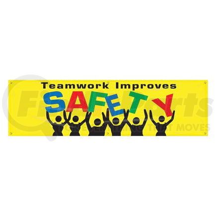 47782 by JJ KELLER - Teamwork Improves Safety Banner - Reinforced Vinyl, 28" x 8'