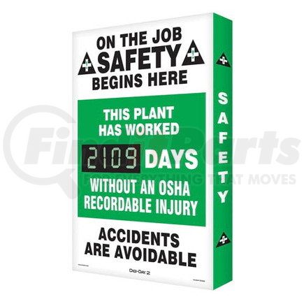 47795 by JJ KELLER - OSHA Recordable Injury - Digi-Day Electronic Scoreboard - Aluminum, 28" x 20"