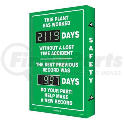 47796 by JJ KELLER - The Best Previous Record - Digi-Day Electronic Scoreboard - Aluminum, 28" x 20"