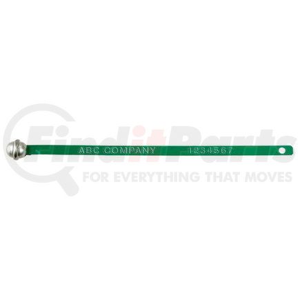 48566 by JJ KELLER - Ball-End Heavy Duty Metal Embossed Seal - Unpainted Ball / Green Strap, Personalized