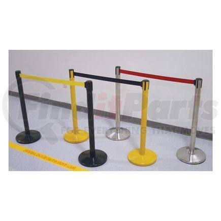 47815 by JJ KELLER - Blockade Retractable Belt Tape Barriers - Steel, Black Post, Yellow Belt