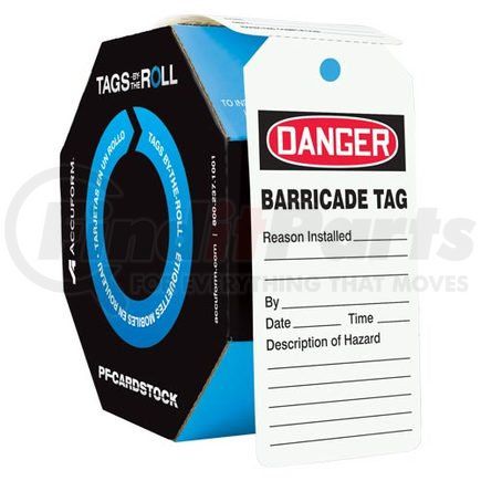 47839 by JJ KELLER - Danger: Barricade Tag - OSHA Safety Tag: Tags By-The-Roll - Cardstock, 250 per roll