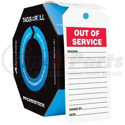 47847 by JJ KELLER - Out Of Service - Safety Tag: Tags By-The-Roll - Cardstock, 100 per roll
