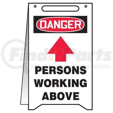 47869 by JJ KELLER - Danger: Persons Working Above - OSHA Folding Sign - Plastic, 20" x 12"