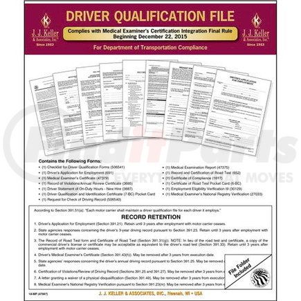 47997 by JJ KELLER - Driver Qualification File Packet (Two-Copy Forms) - Retail Packaging - Complete File Packet - Retail Packaging