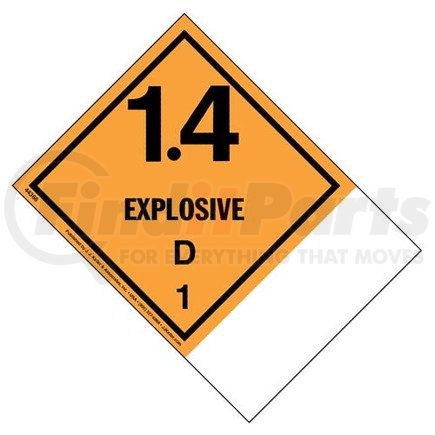 44366 by JJ KELLER - Class 1 Division 1.4D Explosive Labels - Blank Shipping Name Panel - Paper, Single Sheet (2 Labels/Sheet)