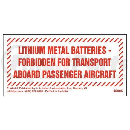 45085 by JJ KELLER - Lithium Metal Batteries Forbidden Marking - Lithium Metal Batteries Forbidden - 4" x 2"