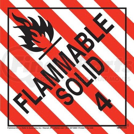 45111 by JJ KELLER - Division 4.1 Flammable Solid Placard - Worded - .024" Aluminum