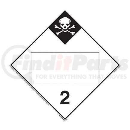 45156 by JJ KELLER - Division 2.3 Inhalation Hazard Placard - Blank - Blank, 4 mil Vinyl Removable Adhesive