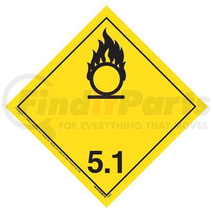 45158 by JJ KELLER - International Division 5.1 Oxidizer Placard - Wordless - Polycoated Tagboard