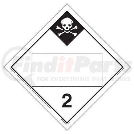 45159 by JJ KELLER - Division 2.3 Inhalation Hazard Placard - Blank - Blank, 20 mil Polystyrene