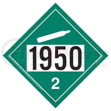 45162 by JJ KELLER - 1950 Placard - Division 2.2 Non-Flammable Gas - 4 mil Vinyl Removable Adhesive