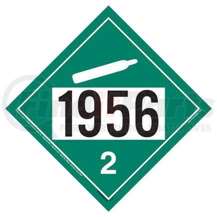 45164 by JJ KELLER - 1956 Placard - Division 2.2 Non-Flammable Gas - 4 mil Vinyl Removable Adhesive