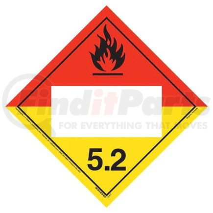 45165 by JJ KELLER - Division 5.2 Organic Peroxide Placard - Blank - Blank, 4 mil Vinyl Permanent Adhesive