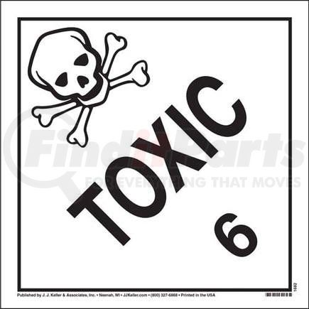 45167 by JJ KELLER - Division 6.1 Toxic Placard - Worded - 4 mil Vinyl Permanent Adhesive