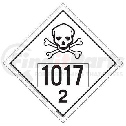 45172 by JJ KELLER - 1017 Placard - International Division 2.3 Toxic Gas - Polycoated Tagboard