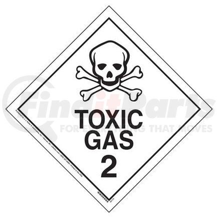 45175 by JJ KELLER - International Division 2.3 Toxic Gas Placard - Worded - 4 mil Vinyl Removable Adhesive