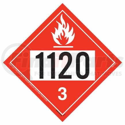 45182 by JJ KELLER - 1120 Placard - Class 3 Flammable Liquid - Polycoated Tagboard