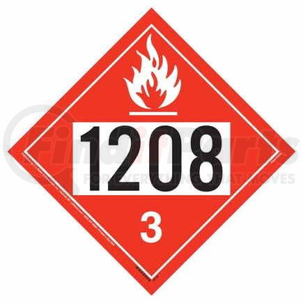 45188 by JJ KELLER - 1208 Placard - Class 3 Flammable Liquid - Polycoated Tagboard