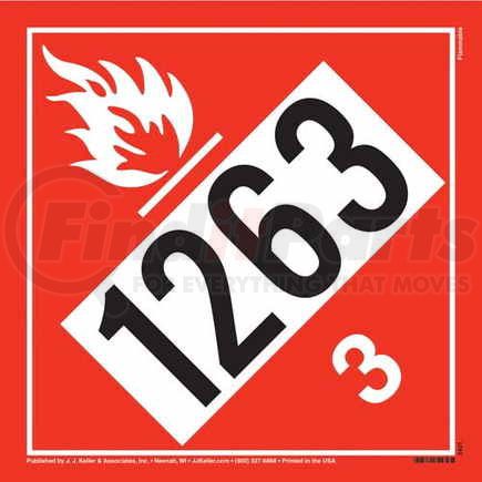 45192 by JJ KELLER - 1263 Placard - Class 3 Flammable Liquid - .024" Aluminum