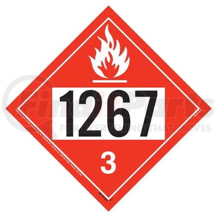 45193 by JJ KELLER - 1267 Placard - Class 3 Flammable Liquid - 176 lb Polycoated Tagboard