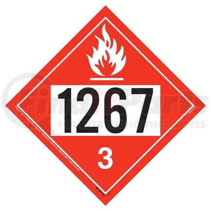 45194 by JJ KELLER - 1267 Placard - Class 3 Flammable Liquid - 4 mil Vinyl Removable Adhesive