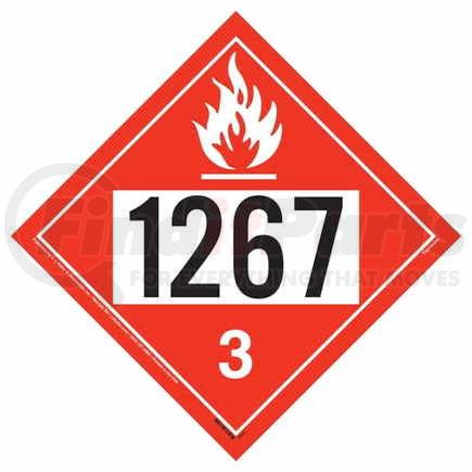 45195 by JJ KELLER - 1267 Placard - Class 3 Flammable Liquid - 20 mil Polystyrene, Unlaminated