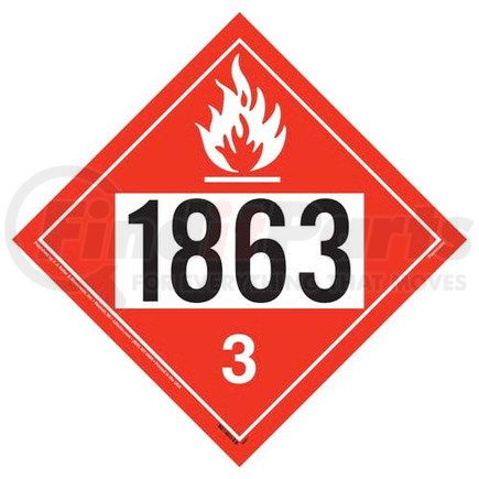 45199 by JJ KELLER - 1863 Placard - Class 3 Flammable Liquid - 4 mil Vinyl Removable Adhesive