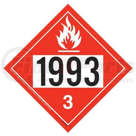 45203 by JJ KELLER - 1993 Placard - Class 3 Flammable Liquid - .024" Aluminum