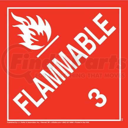 45205 by JJ KELLER - Class 3 Flammable Liquid Placard - Worded - .024" Aluminum