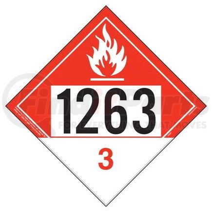 45207 by JJ KELLER - 1263 Placard - Class 3 Combustible Liquid - 4 mil Vinyl Removable Adhesive