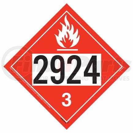 45209 by JJ KELLER - 2924 Placard - Class 3 Flammable Liquid - .024" Aluminum