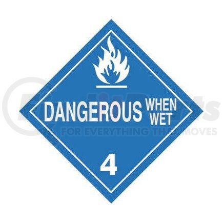 45223 by JJ KELLER - Division 4.3 Dangerous When Wet Placard - Worded - .024" Aluminum