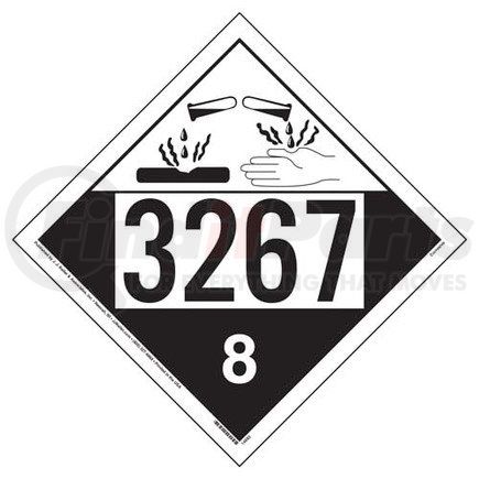 45227 by JJ KELLER - 3267 Placard - Class 8 Corrosive - 20 mil Polystyrene, Unlaminated