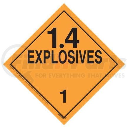 45127 by JJ KELLER - Division 1.4 Explosives Placard - Worded - .024" Aluminum