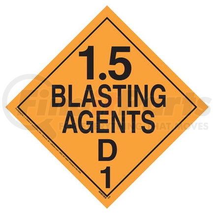 45139 by JJ KELLER - Division 1.5D Explosives Placard - Worded - .024" Aluminum