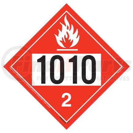 45142 by JJ KELLER - 1010 Placard - Division 2.1 Flammable Gas - Polycoated Tagboard