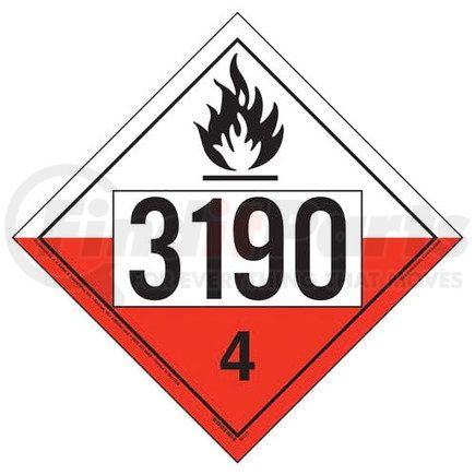 45143 by JJ KELLER - 3190 Placard - Division 4.2 Spontaneously Combustible - 4 mil Vinyl Removable Adhesive