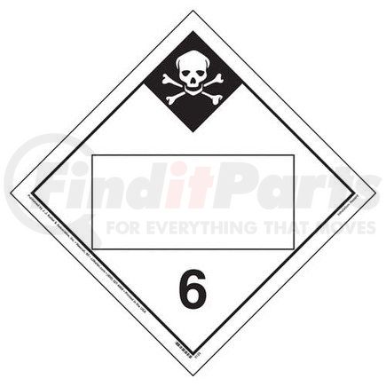 45268 by JJ KELLER - Division 6.1 Inhalation Hazard Placard - Blank - Blank, 4 mil Vinyl Removable Adhesive