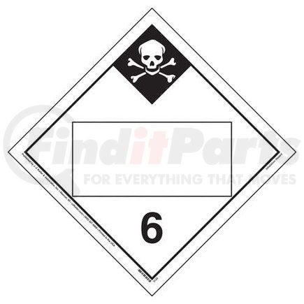 45269 by JJ KELLER - Division 6.1 Inhalation Hazard Placard - Blank - Blank, 20 mil Polystyrene