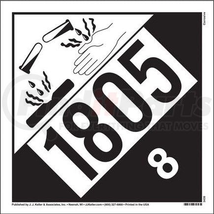 45278 by JJ KELLER - 1805 Placard - Class 8 Corrosive - 4 mil Vinyl Removable Adhesive
