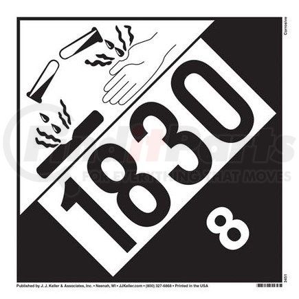 45280 by JJ KELLER - 1830 Placard - Class 8 Corrosive - 20 mil Polystyrene