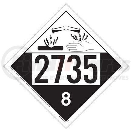 45281 by JJ KELLER - 2735 Placard - Class 8 Corrosive - 4 mil Vinyl Removable Adhesive