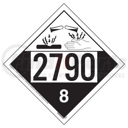 45282 by JJ KELLER - 2790 Placard - Class 8 Corrosive - Polycoated Tagboard