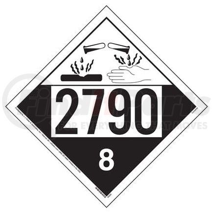 45283 by JJ KELLER - 2790 Placard - Class 8 Corrosive - 4 mil Vinyl Removable Adhesive