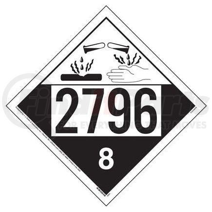 45284 by JJ KELLER - 2796 Placard - Class 8 Corrosive - 4 mil Vinyl Removable Adhesive