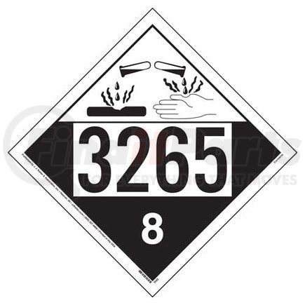 45288 by JJ KELLER - 3265 Placard - Class 8 Corrosive - 20 mil Polystyrene, Laminated